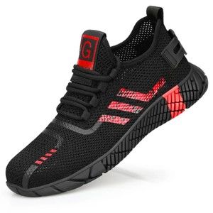 NWT Guyisa Safety Shoes Anti-smash Anti-stab Work Shoes, Size 8, Black & Gray